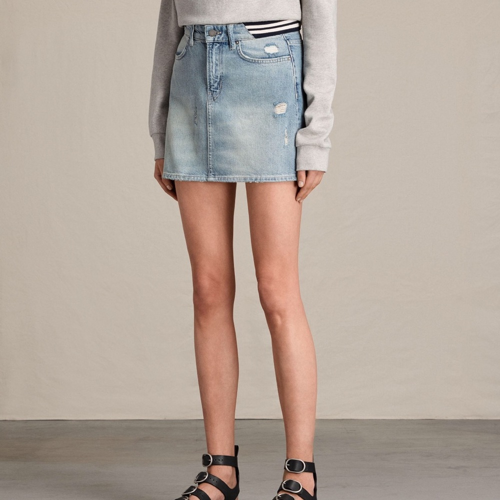 AllSaints Rib Denim Skirt